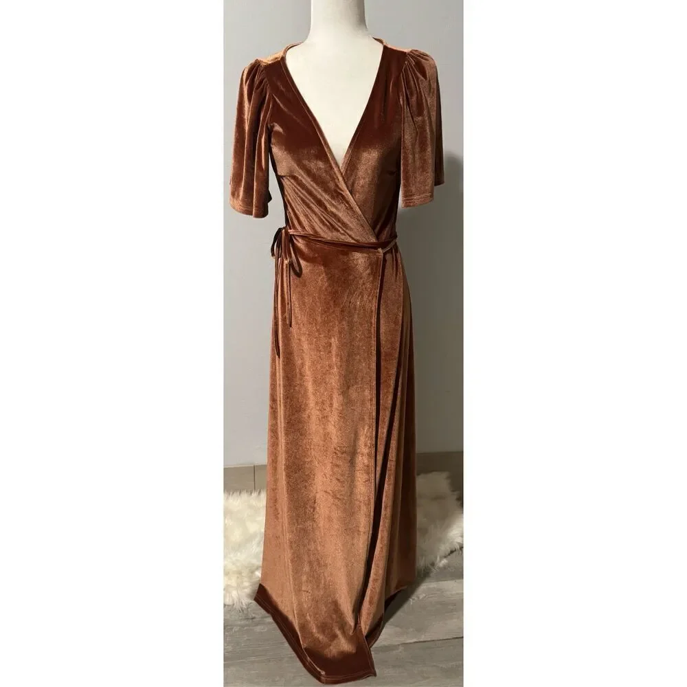 Baltic Born Megan Velvet wrap maxi dress S